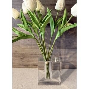 Vintage MCM Clear Crystal Block Bud Vase Heavy Minimalist Propagation Decor